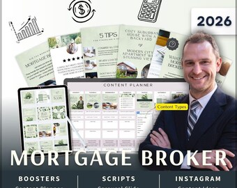 Mortgage Broker Instagram Kit 7in1 Bundle Canva Template-Content Planner-Caption-Reel Script-Insta Story-Carousel Social Branding