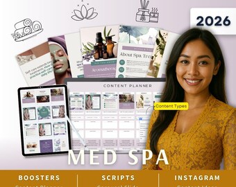 Med SPA Therapist Instagram Kit 7in1 Bundle Canva Template-Content Planner-Caption-Reels-Insta Story-Carousel-DM Manychat-Dayspa