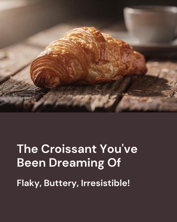 Croissant Canva Template = Social Media Promotion - Instagram - Linkedin - Pinterest - Whatsapp Status - Threads Youtube Carousel  - WYSIWYG