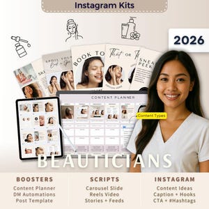 Beauticians Instagram Kit 7in1 Bundle Canva Template-Content Planner- Caption-Reels-Insta Story-Carousel -DM Manychat-Beauty Salon