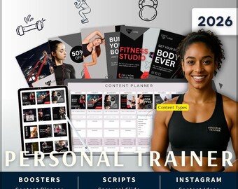 Personal Trainer Instagram Kit 7in1 Bundle Canva Template-Content Planner-Post Caption-Reels-Insta Story-Carousel-Coach Gym Studio
