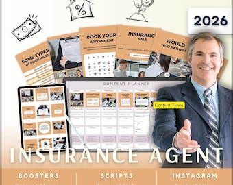 Insurance Agent Instagram Kit 7in1 Bundle Canva Template-Content Planner-Post Caption-Reel Script-Insta Story-Carousel-DM Manychat