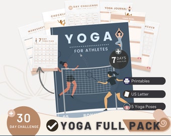 Yoga for Athletes 2024 | Printable Ebook + Yoga Plan-Yoga Journal-Yoga Tracker-Yoga Worksheet-Yoga Challenge-Yoga Checklist-Gifts for him