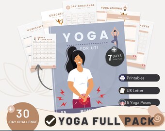 Yoga for UTI 2024 | Printable Yoga books + Yoga Plan-Yoga Journal-Yoga Tracker-Yoga Worksheet-Yoga Challenge-Yoga Checklist-Yoga Goal Gifts