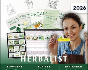 Herbalist Instagram Kit 7in1 Bundle Canva Template-Content Planner-Post Caption-Reels-Insta Story-Carousel-DM Manychat-Herbal