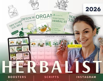 Herbalist Biz Kit Bundle2026 - Canva Template-Instagram Post Ideas-Planner-Herbs Store-Organic Shop Content Calendar-Google Sheet