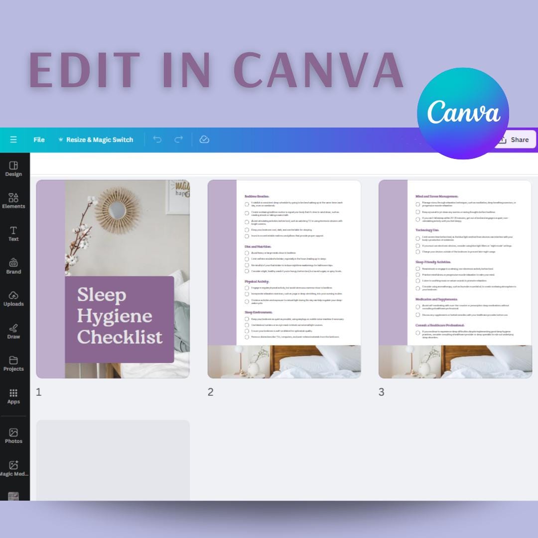 Sleep Hygiene Checklist Canva Template - Etsy