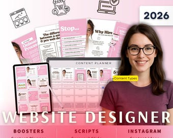 Website Designer Biz Kit Bundle2026 - Canva Template-Instagram Post Ideas-Planner-Web Agency Content Calendar-Google Sheet
