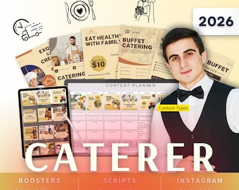 Caterer Biz Kit Bundle2026 - Canva Template-Instagram Post Ideas-Planner-Keto Catering Service Content Calendar-Google Sheet