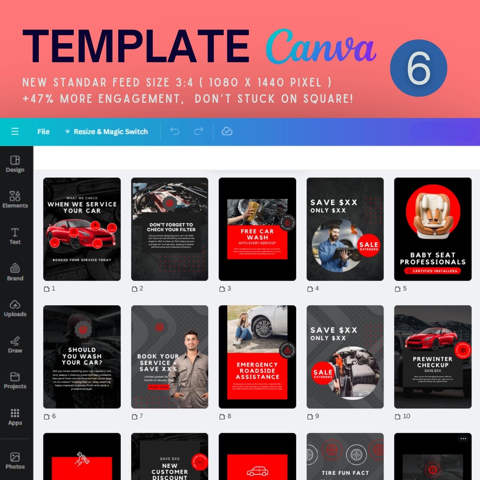 Mechanic Instagram Kit 7in1 Bundle Canva Template-content Planner ...