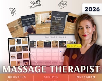 Massage Therapist Biz Kit Bundle2026 - Canva Template-Instagram Post Ideas-Planner-Beauty Salon Content Calendar-Google Sheet