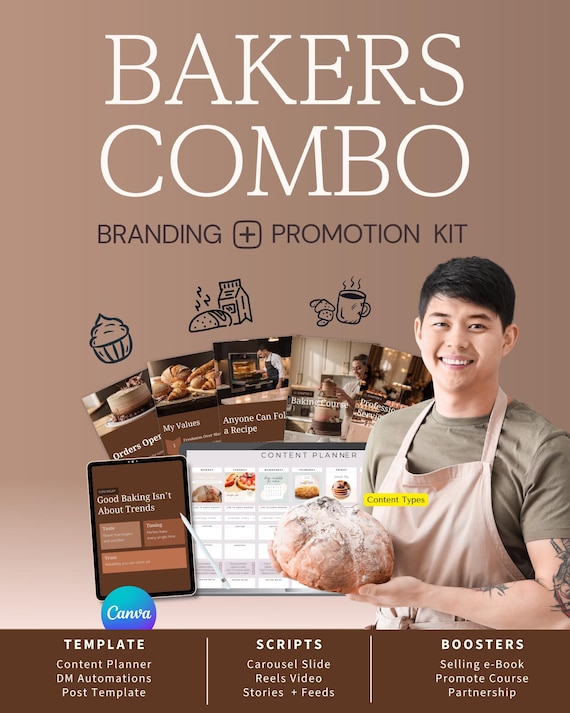 Bakery-Baker=Canada Instagram Bundle Canva Template-pastelería-panadería-repostería-boulangerie-pâtisserie-Cake Shop-editable-descargable