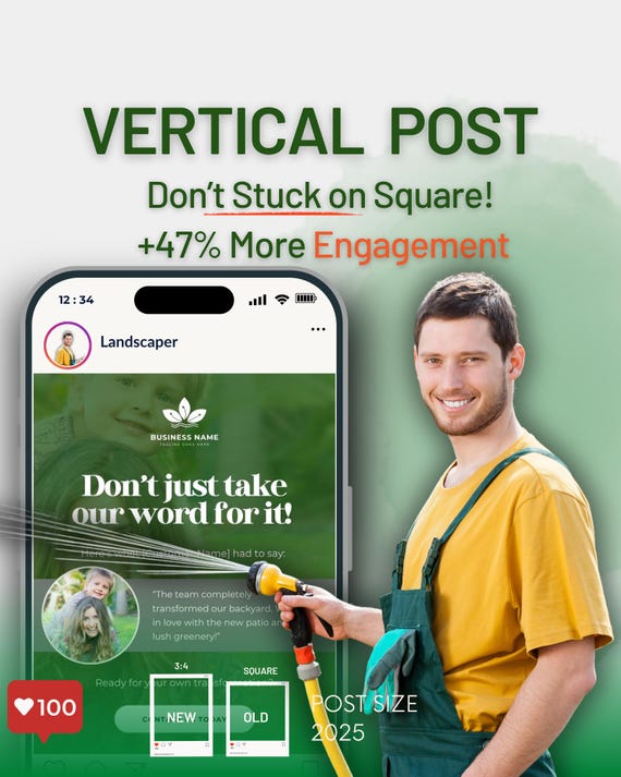 Landscaper Social Canva Template-Branding-Instagram-Landscaping=Gardener-Contractor-Lawn Specialist-Groundskeeper-Caption-Hooks-Kit2025