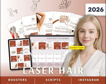 Laser hair removal Instagram Kit 7in1 Bundle Canva Template-Content Planner-Caption-Reels-Story-Carousel-DM Manychat-Aesthetician