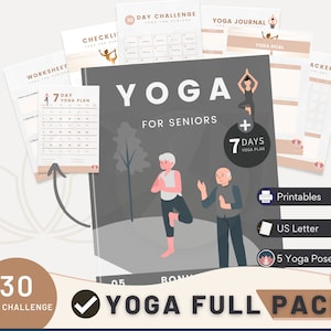 Yoga for Seniors-Elderly | Printable Ebook + Yoga Plan-Yoga Journal-Yoga Tracker-Yoga Worksheet-Yoga Challenge-Yoga Checklist-Yoga Goal