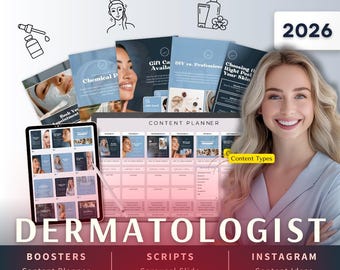 Dermatologist Biz Kit Bundle2026 - Canva Template-Instagram Post Ideas-Planner-Chemical Peels Content Calendar-Google Sheet