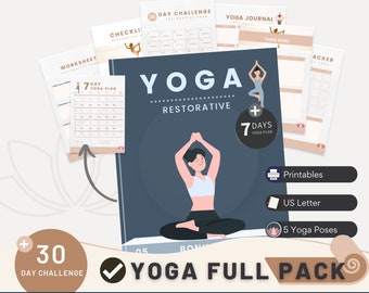 Restorative Yoga 2024 | Printable Ebook + Yoga Plan-Yoga Journal-Yoga Tracker-Yoga Worksheet-Yoga Challenge-Yoga Checklist-Yoga Goal