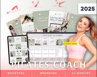 Pilates Coach Biz Kit Bundle2026 - Canva Template-Instagram Post Ideas-Planner-Gym Studio Content Calendar-Google Sheet