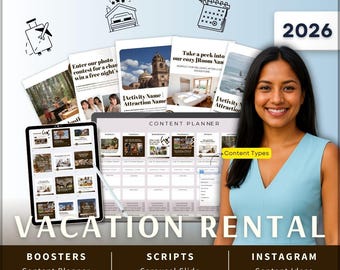 Vacation Rental Instagram Kit 7in1 Bundle Canva Template-Content Planner-Caption-Reels-Story-Carousel -DM Manychat-Bed & Breakfast