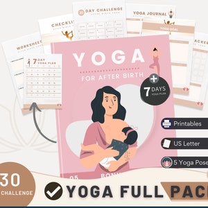 After Birth Yoga | Printable Ebook + Yoga Plan-Yoga Journal-Yoga Tracker-Yoga Worksheet-Yoga Challenge-Yoga Checklist-Yoga Goal