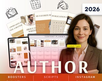 Author-Book Writer Biz Kit Bundle2026 - Canva Template-Instagram Post Ideas-Planner-Book Author Content Calendar-Google Sheet