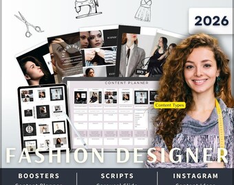 Fashion Designer Instagram Kit 7in1 Bundle Canva Template-Content Planner-Caption-Reels Script-Insta Story-Carousel -DM Manychat