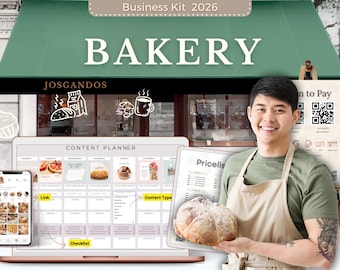 Bakery Business Kit 2026-Canva Template-Card-Pricelist-Scan to pay-Instagram Post Ideas-Stories-Carousel-Reels-Home Bakery-Cake Shop