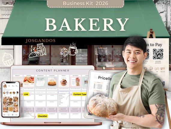 Bakery Business Kit 2026-Canva Template-Card-Pricelist-Scan to pay-Instagram Post Ideas-Stories-Carousel-Reels-Home Bakery-Cake Shop