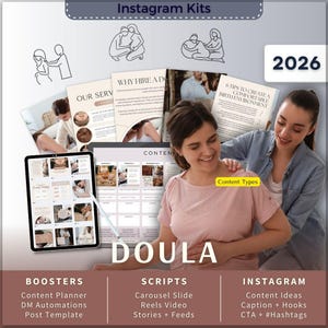 Doula Instagram Kit 7in1 Bundle Canva Template-Content Planner-Caption-Reels-Story-Karussell-DM Handmade-Schwangerschaft-Stillen