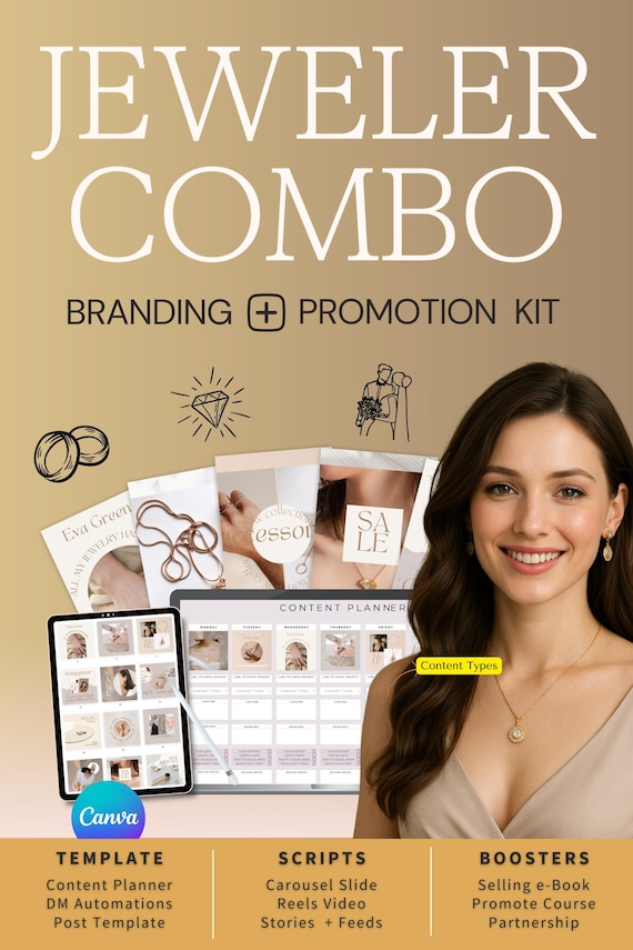 Jewelry-Jeweler=Canada Instagram Bundle-Canva Template-joyería-bisutería-elegante-bijouterie-bijoux-bijoutier-boutique-editable-descargable