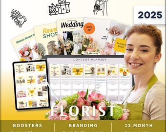 Florist Bundle2026 - Canva Template-Instagram Post Ideas-Planner-Bouquet-Flower Shop Content Calendar-Google Sheet
