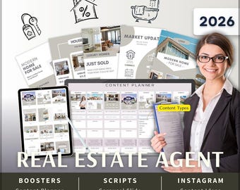 Real Estate Agent Instagram Kit 7in1 Bundle Canva Template-Content Planner-Caption-Reels-Insta Story-Carousel-DM Manychat Realtor