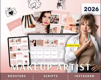 Makeup Artist Instagram Kit 7in1 Bundle Canva Template-Content Planner-Post Caption-Reels-Story-Carousel -DM Manychat-MUA-Salon