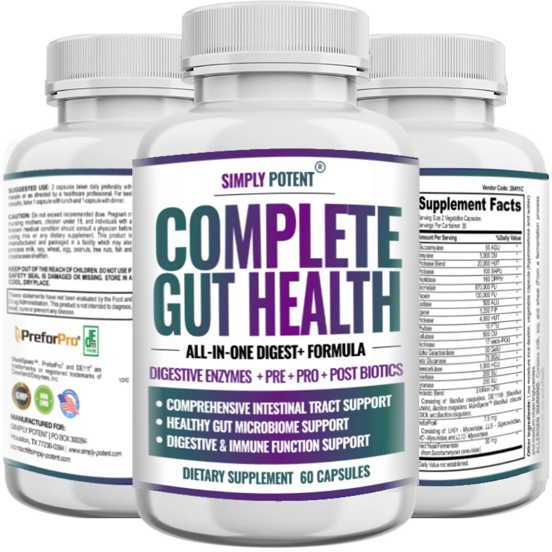 Complete Gut Health Digestive Enzymes Plus Prebiotic Etsy