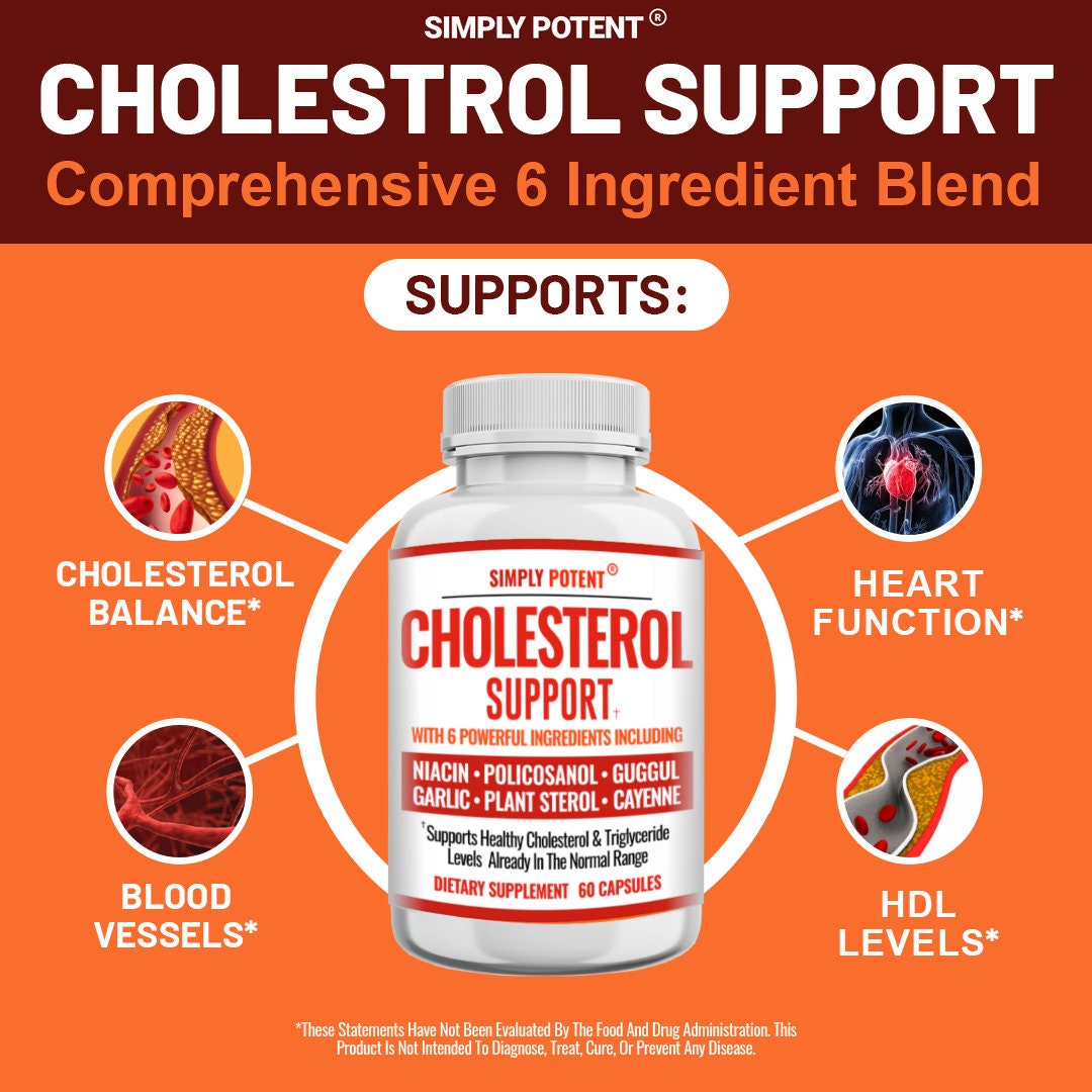 Cholesterol Support Supplement for Heart Health With Niacin, Helps