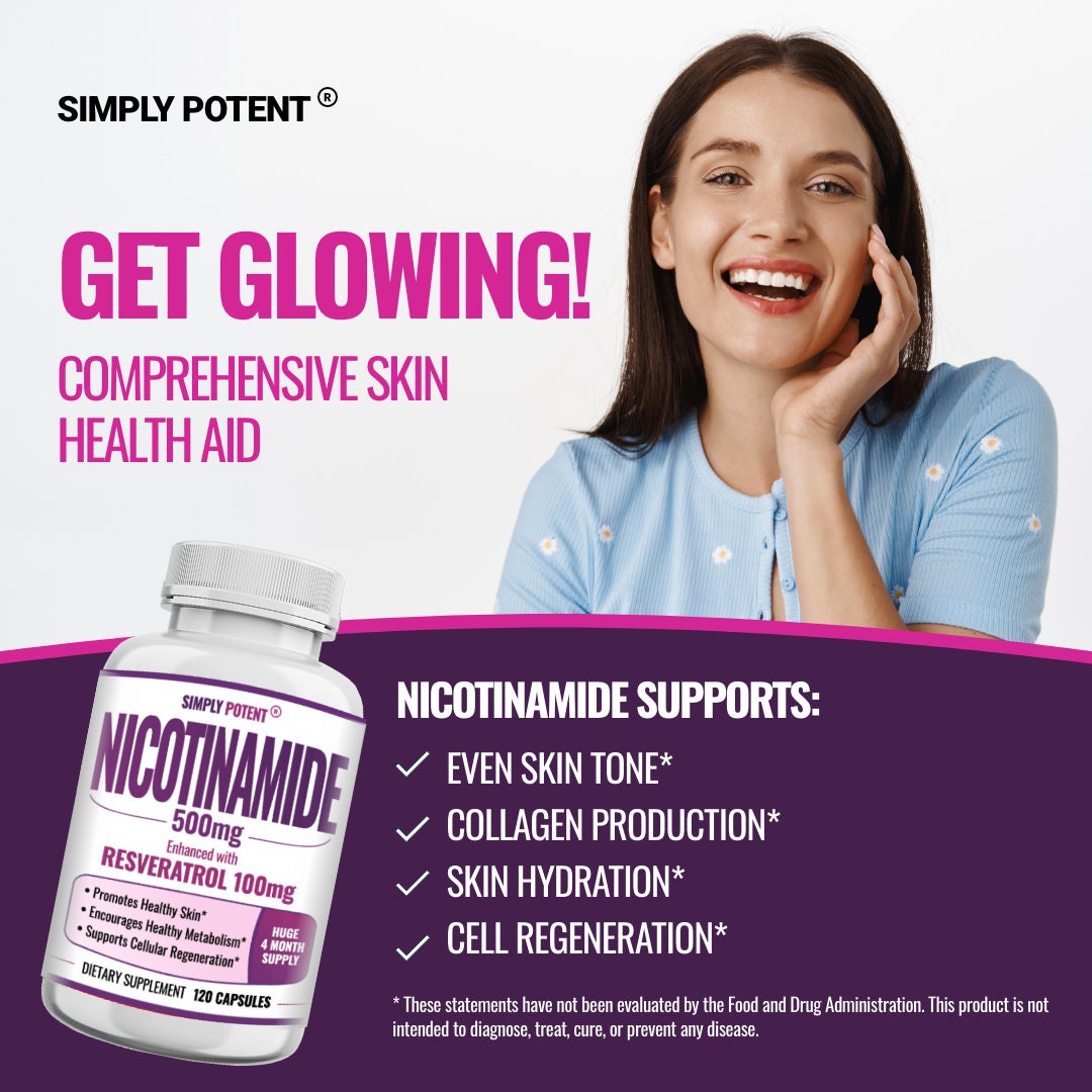 Nicotinamide 500mg With Resveratrol 100mg 120 Veggie Capsules Vitamin