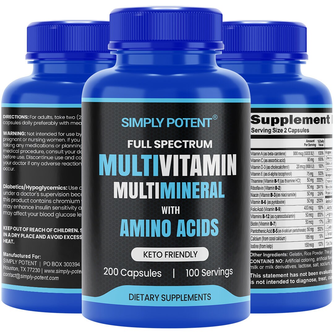 Amino Acids With Multi Vitamins & Minerals 200 Caps, Keto Friendly