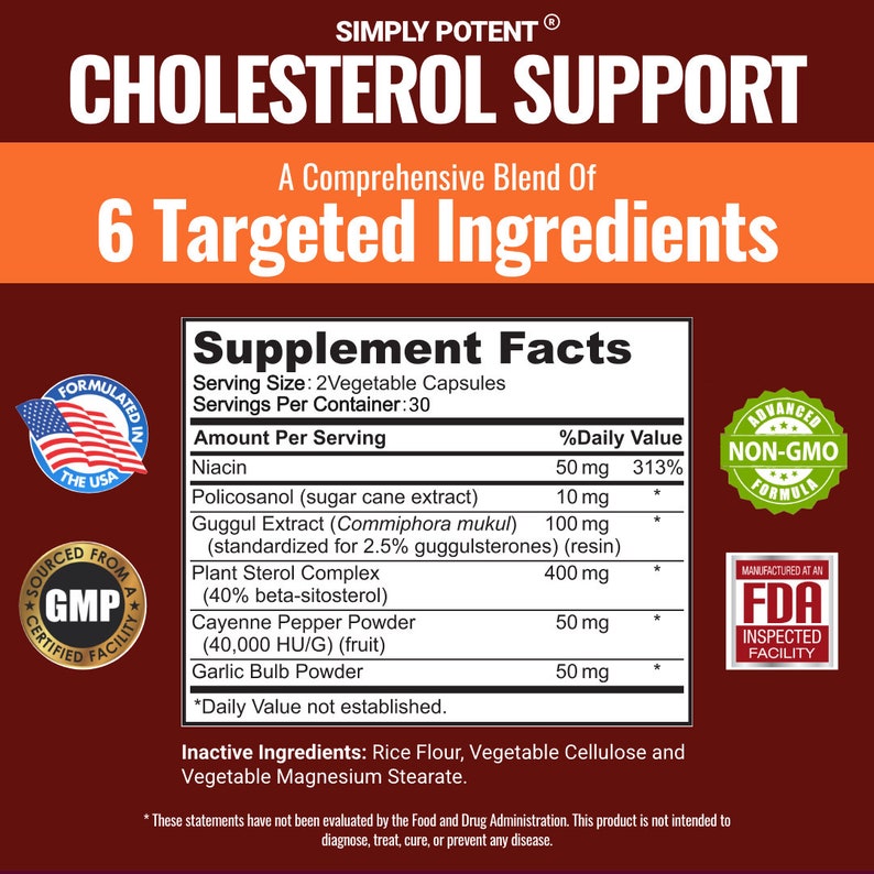 Cholesterol Support Supplement for Heart Health With Niacin, Helps