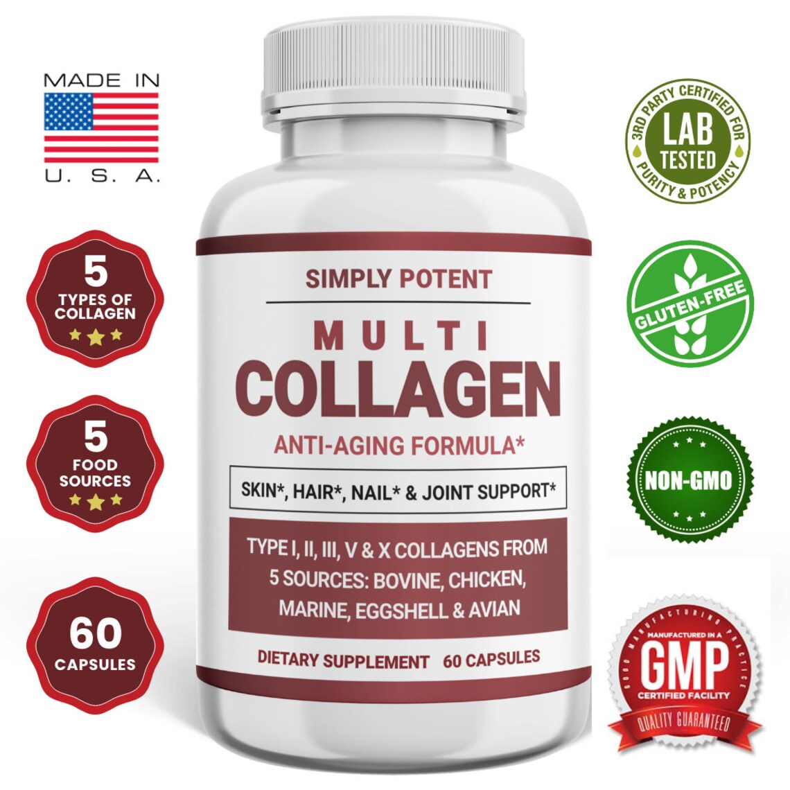 Multi Collagen Peptides Powder Pills Hydrolyzed Collagen Etsy.de