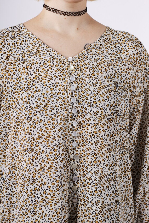 Vintage leopard print blouse, 90s oversized women