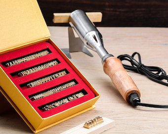 Heat Emboss with Letter Holder Soldering Iron, Custom 26 Alphabet Stamp with branding iron for leather, Flame Heated branding iron.