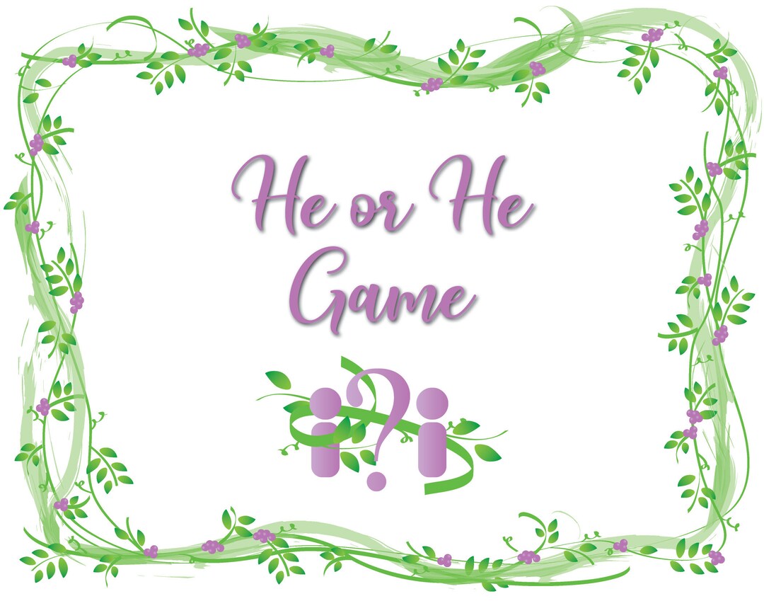Gay Wedding Shower Game, He or He Game, Greenery Themed, Wedding Shower