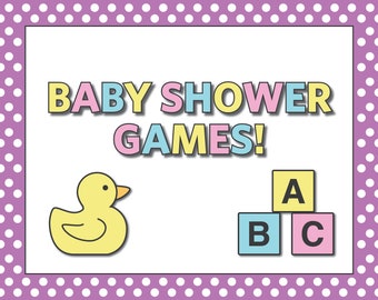 Baby Shower Games Bundle, 5 Games in 1, Virtual Baby Shower Games, Baby Shower Activities, Office Baby Shower, Instant Download