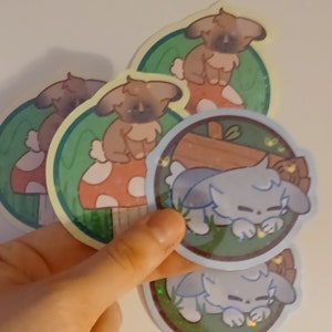 Cottagecore Bunnies Aufkleber - holografischer Vinylaufkleber
