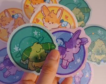 Celestial bunnies sticker - holographic vinyl sticker
