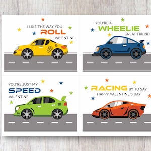Druckbare Rennauto Valentinstag Karten Sportwagen Set Valentinstag Für Kinder Schule Klassenzimmer druckbare Sportwagen Valentinstag Geschenkanhänger
