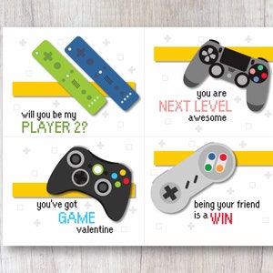 Cartes gamer imprimables pour la Saint-Valentin pour enfants, école, Saint-Valentin, jeu de cartes contrôleur de jeu pour la salle de classe, Saint-Valentin, jeux vidéo, étiquettes-cadeaux