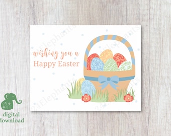 Printable 5x7 Easter Card | Easter Eggs | Easter Basket | Colourful Easter Eggs | Spring