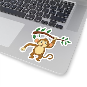 Playful Monkey Kiss-Cut Stickers | Cute Animal Decor, Laptop Stickers, Kids Room Decor, Fun Party Favors, Unique Gift Ideas
