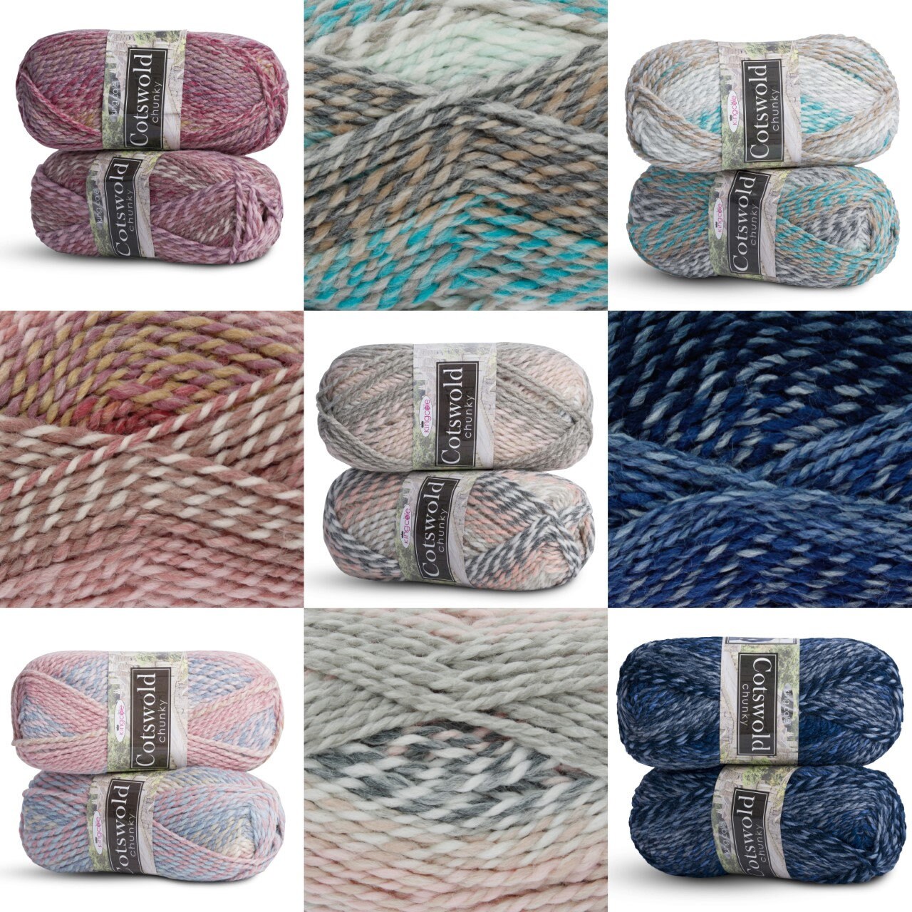 Cotswold Chunky Wool and Acrylic Yarn Self Striping 2 X 100g Etsy New Zealand